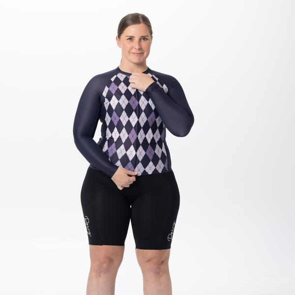BOWY Active Womens Argyle Purple Long Sleeve Jersey