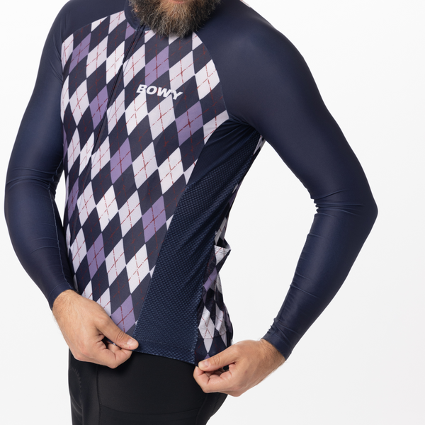 BOWY Active Mens Argyle Purple Long Sleeve Jersey