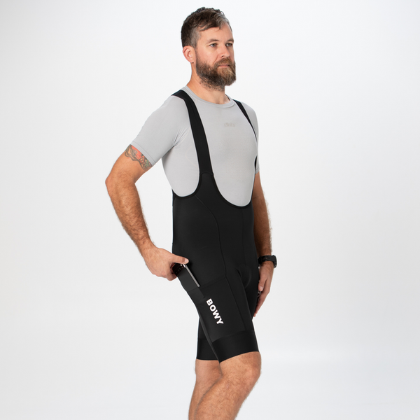 BOWY Active Mens Black Cargo Bib Shorts