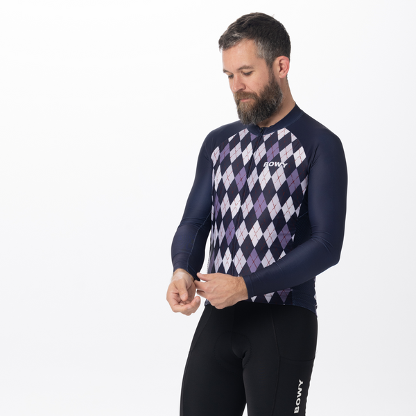 BOWY Active Mens Argyle Purple Long Sleeve Jersey