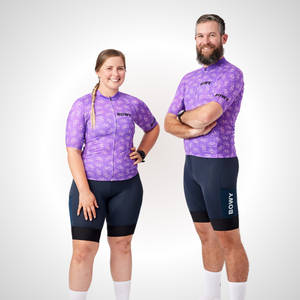 Man and Woman in Purple Tiny Bikes Jersey