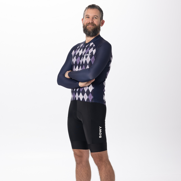 BOWY Active Mens Argyle Purple Long Sleeve Jersey