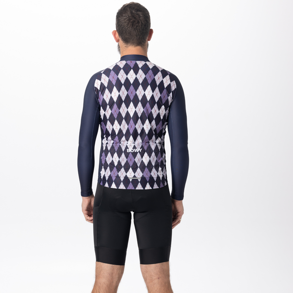 BOWY Active Mens Argyle Purple Long Sleeve Jersey