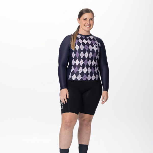 BOWY Active Womens Argyle Purple Long Sleeve Jersey