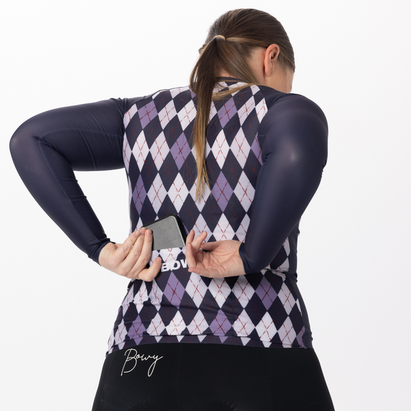 BOWY Active Womens Argyle Purple Long Sleeve Jersey