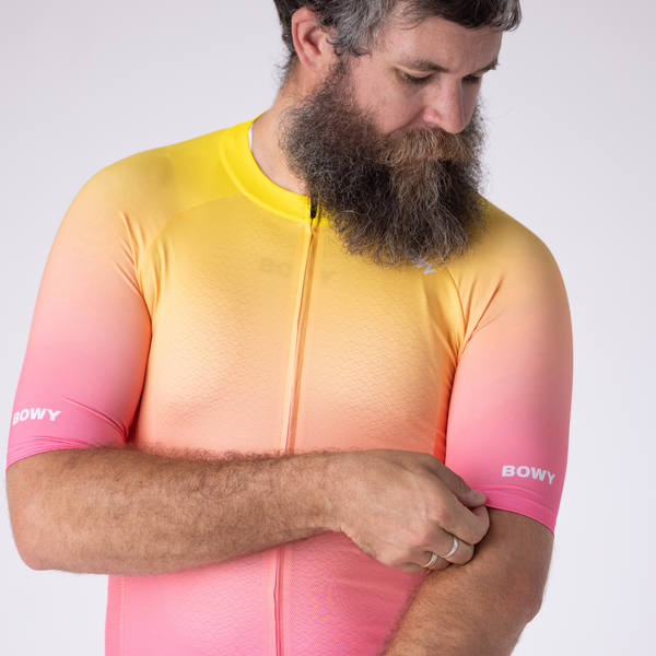 BOWY Active Mens Neon Bloom Cycling Jersey