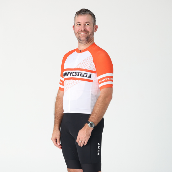 BOWY Active Mens Red & White Cycling Jersey