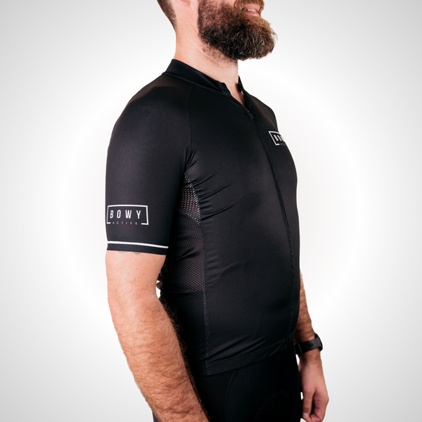 Man in Midnight Black Cycling Jersey side shot