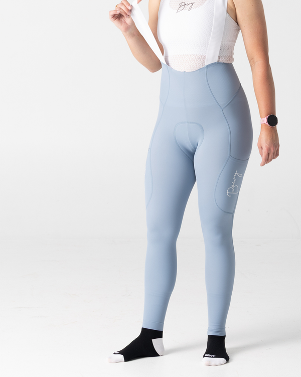 Womens Pastel Blue Cargo Bib Tights – BOWY Active
