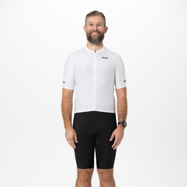 BOWY Active Mens White Cycling Jersey