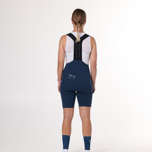 BOWY Active Womens Chrome Blue Cargo Bib Shorts