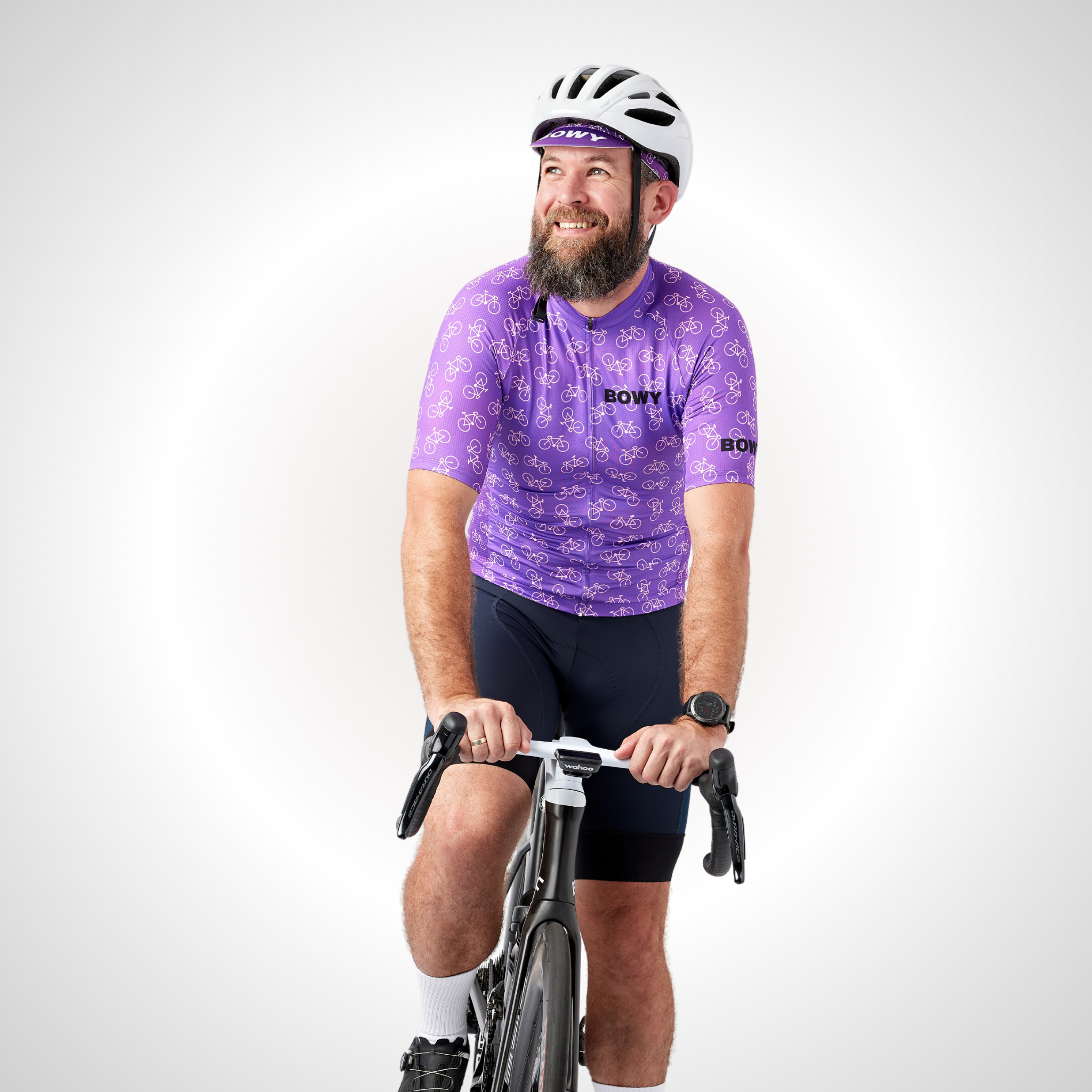 BOWY Active Tiny Bikes Purple Cycling Jersey For Men Women