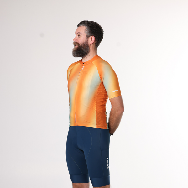 BOWY Active Mens Sunset Orange Cycling Jersey