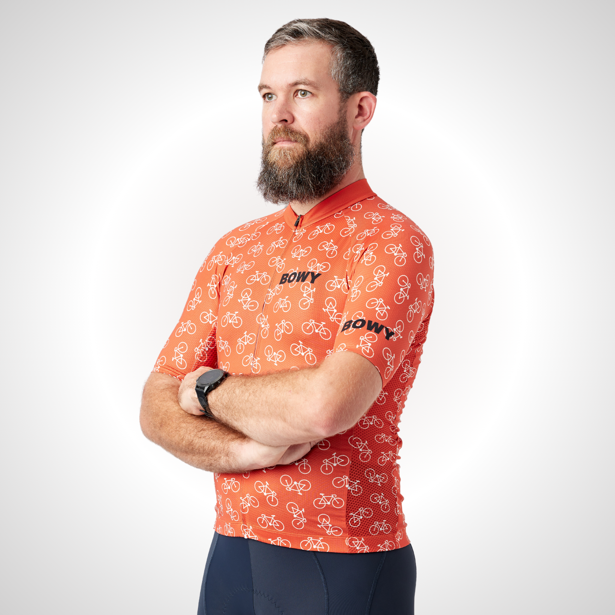 BOWY Active Burnt Orange Cycling Jersey For Men Women