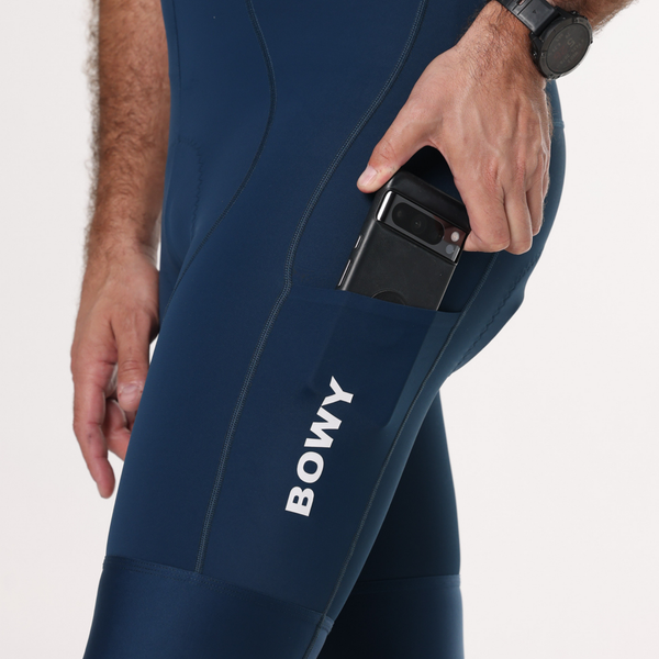 BOWY Active Mens Chrome Blue Cargo Bib Shorts