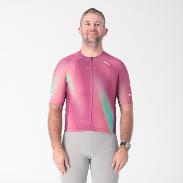 BOWY Active Mens Raspberry Swirl Cycling Jersey
