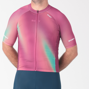 BOWY Active Mens Raspberry Swirl Cycling Jersey