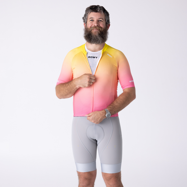 BOWY Active Mens Neon Bloom Cycling Jersey