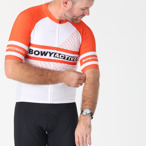 BOWY Active Mens Red & White Cycling Jersey