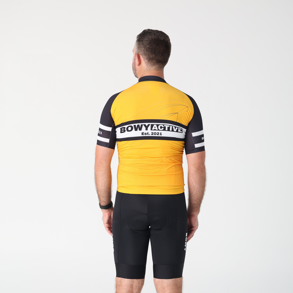 BOWY Active Mens Black & Yellow Cycling Jersey