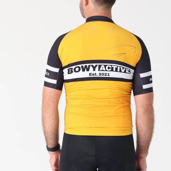 BOWY Active Mens Black & Yellow Cycling Jersey