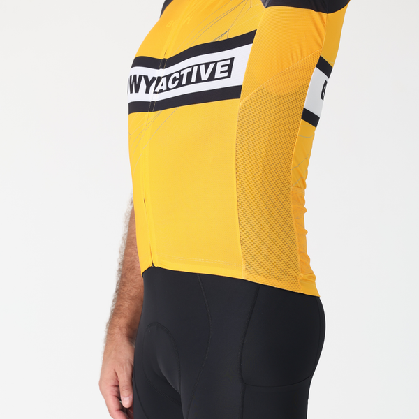BOWY Active Mens Black & Yellow Cycling Jersey