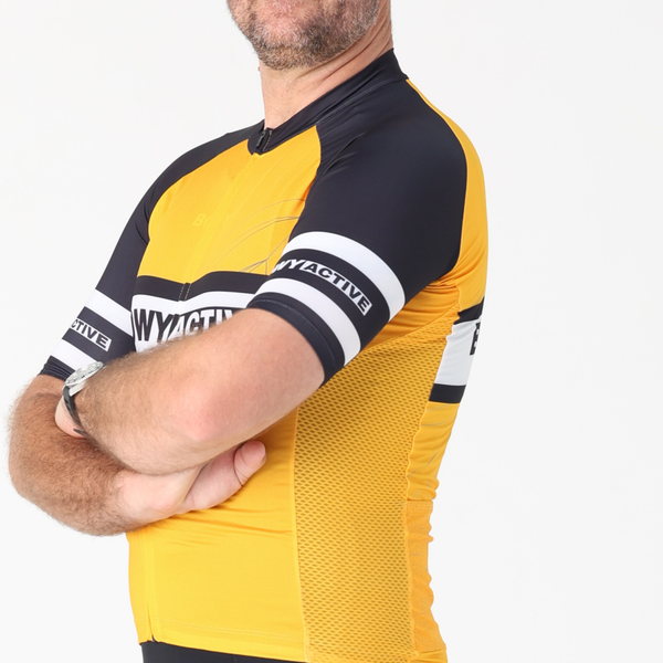 BOWY Active Mens Black & Yellow Cycling Jersey