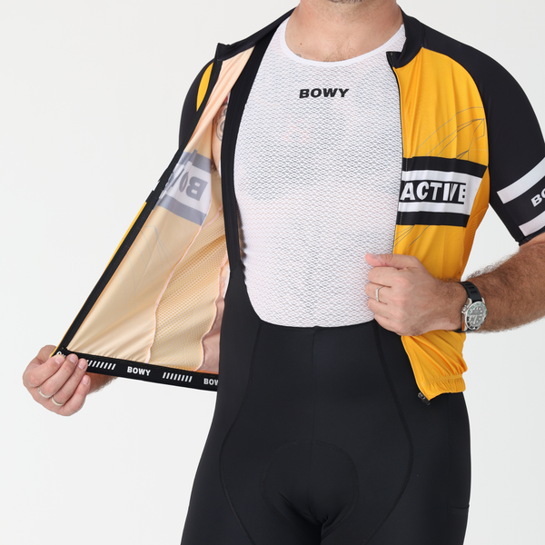 BOWY Active Mens Black & Yellow Cycling Jersey